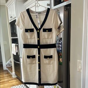 Elegant Black and Cream Dress